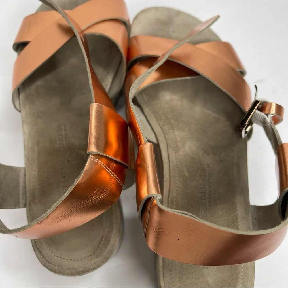 Kennel & Schmenger Rose Gold/Cooper Metallic Platform Sandal Size 8 Designer Y2K